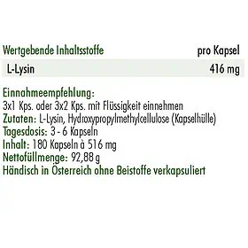 <strong>Anatis </strong><br>Aminosäure Lysin - 180 Kapseln</br> – Bild 2