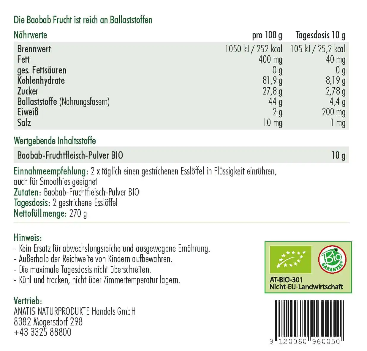 <strong>Anatis </strong><br>Baobab BIO - 270 Gramm</br> – Bild 2
