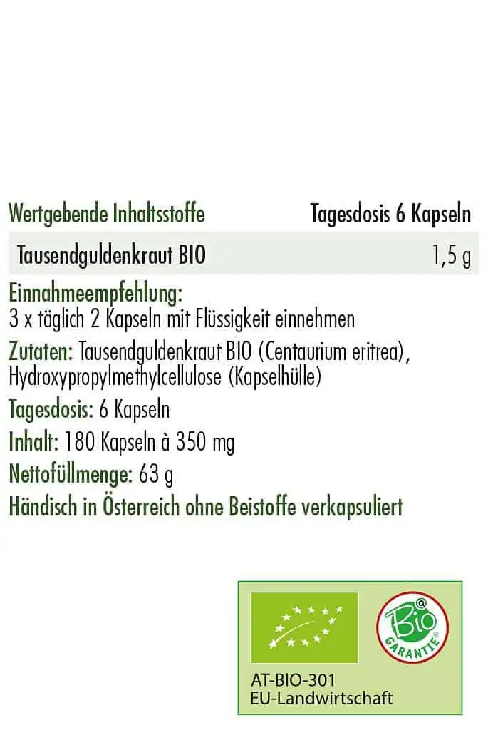 <strong>Anatis </strong><br>Tausendguldenkraut BIO - 180 Kapseln</br> – Bild 2