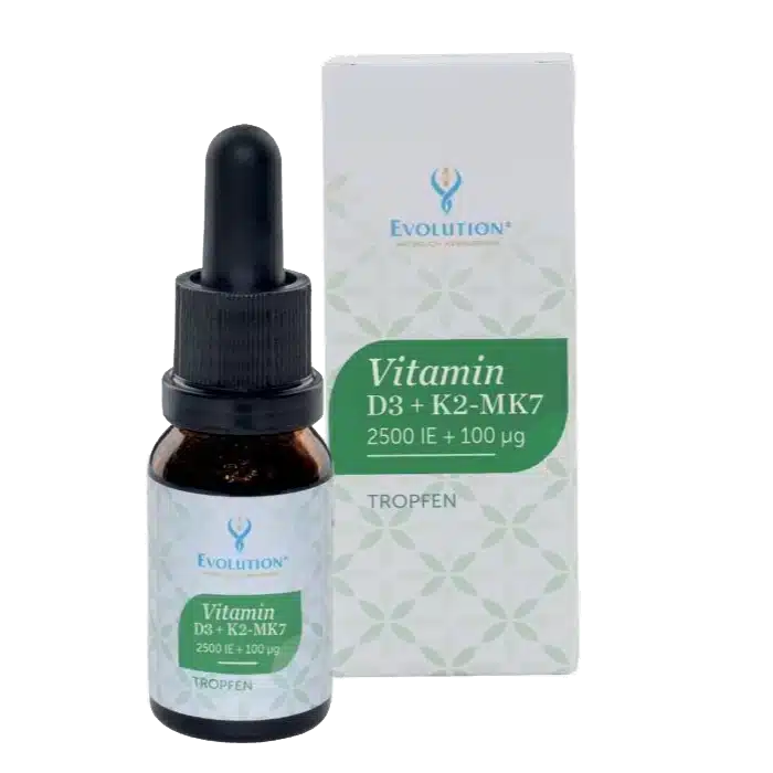 Vitamin D3 und K2 Tropfen Flasche von Evolution